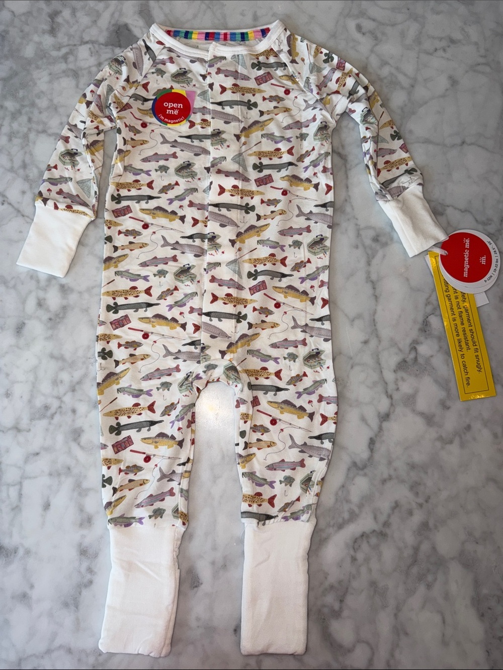 NWT MAGNETIC ME MODAL CONVERTIBLE COVERALL Fish Print One-Piece 9/12M